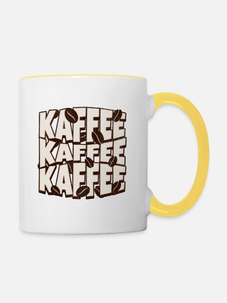 Kaffee Kaffee Kaffee  - Tasse zweifarbig - Weiß/Gelb