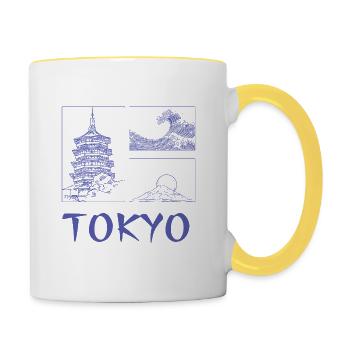 Tokyo Trio Pagoda Wave Fuji - Contrasting Mug - white/yellow - Right
