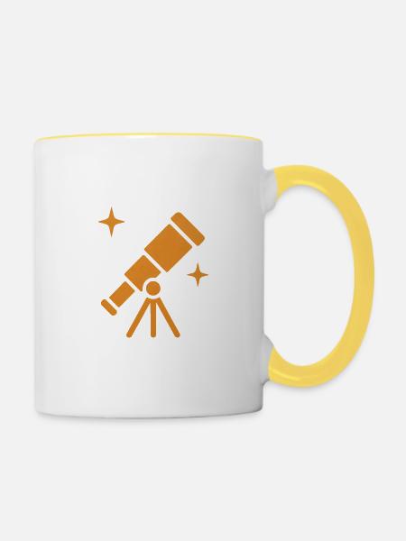 Teleskop - Tasse zweifarbig - Weiß/Gelb