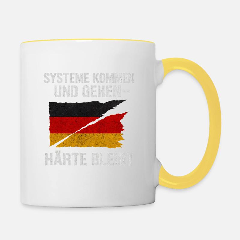 Les systèmes vont et viennent, la robustesse demeure - Mug contrasté - blanc/jaune