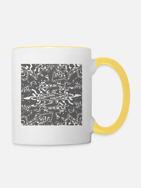 Grauorganische Textur - Tasse zweifarbig - Weiß/Gelb