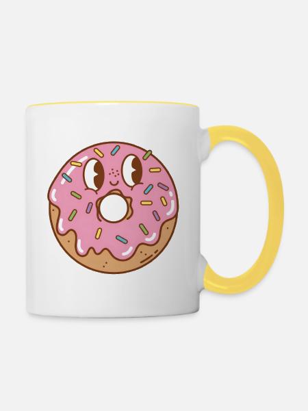 Donut - Tasse zweifarbig - Weiß/Gelb