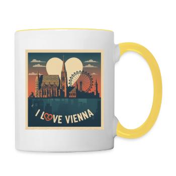 Cathédrale Saint-Étienne de l’amour de Vienne - Mug contrasté - blanc/jaune - Droite