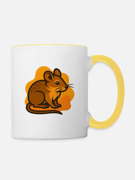 Maus im Sonnenhintergrund - Tasse zweifarbig - Weiß/Gelb