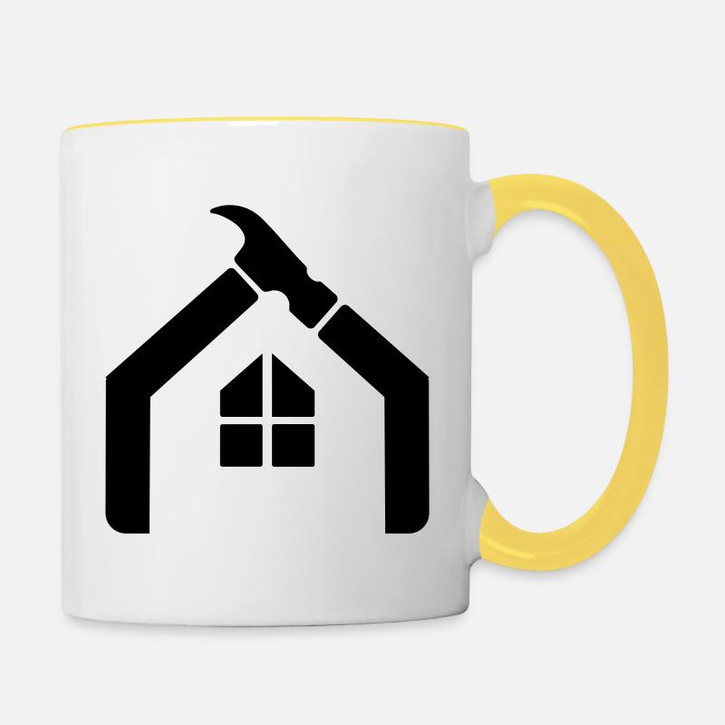 Artisan Janitor Logo – Hammer - Contrasting Mug - white/yellow