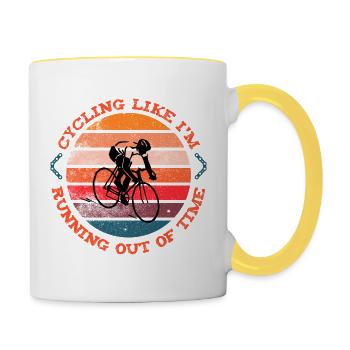 Faire du vélo comme si je n’avais plus de temps - Mug contrasté - blanc/jaune - Droite
