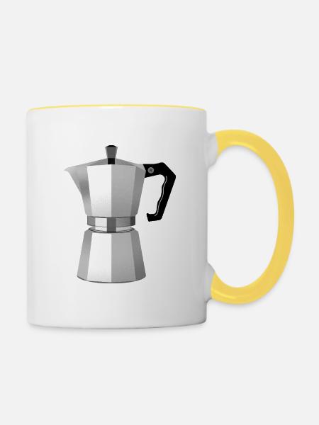 Kaffee? - Tasse zweifarbig - Weiß/Gelb