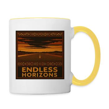 Endlose Horizonte Roadtrip - Tasse zweifarbig - Weiß/Gelb - Rechts