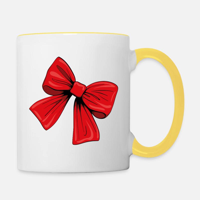 rote Schleife - Tasse zweifarbig - Weiß/Gelb