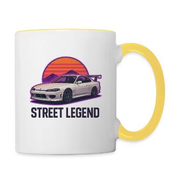 Straßenlegende Sunset Drift - Tasse zweifarbig - Weiß/Gelb - Rechts