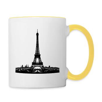 Tour Eiffel française attirante dans le Paris typique - Mug contrasté - blanc/jaune - Droite