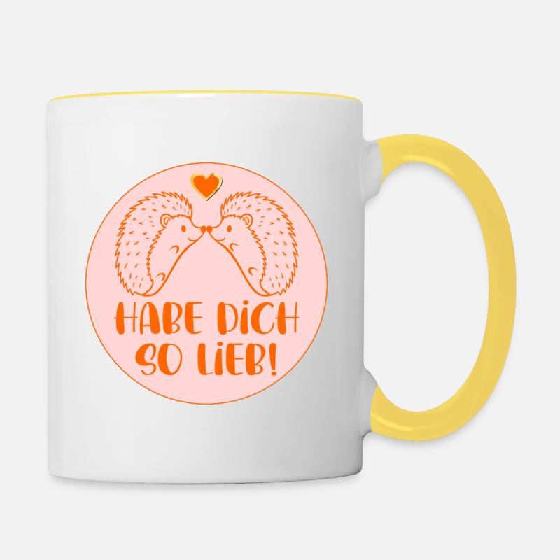 Hérisson - Je t’aime tellement - Mug contrasté - blanc/jaune