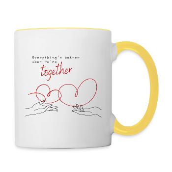 Tout va mieux quand on est ensemble - Mug contrasté - blanc/jaune - Droite
