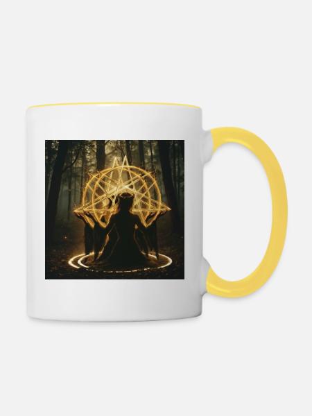 Wicca - Tasse zweifarbig - Weiß/Gelb