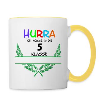 HURRA ich komme in die 5. Class - Namespace - Contrasting Mug - white/yellow - Right