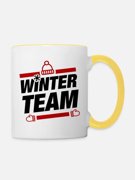Winter Team Winterlich - Tasse zweifarbig - Weiß/Gelb