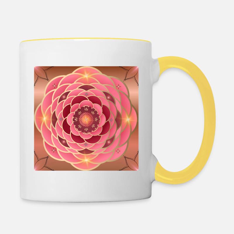 Mandalas rosé doré éclatant - Mug contrasté - blanc/jaune