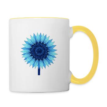 Geometric Blue Sunflower - Contrasting Mug - white/yellow - Right