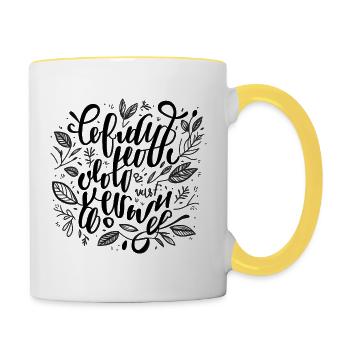 Foliage Hand Lettering - Contrasting Mug - white/yellow - Right