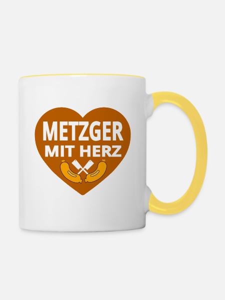 Metzger - Tasse zweifarbig - Weiß/Gelb