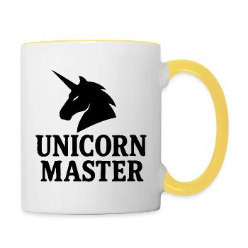 Masculine Unicorn Master Minimalist Logo Art - Contrasting Mug - white/yellow - Right