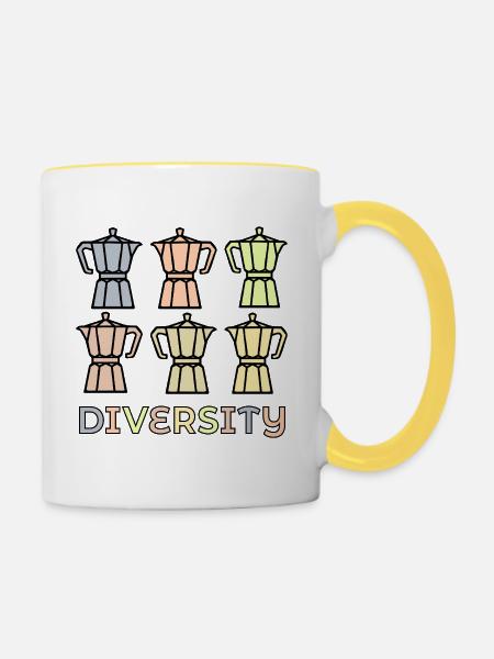 Espresso-Kaffee-Vielfalt - Tasse zweifarbig - Weiß/Gelb