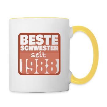 Frères et sœurs 1988 - Mug contrasté - blanc/jaune - Droite