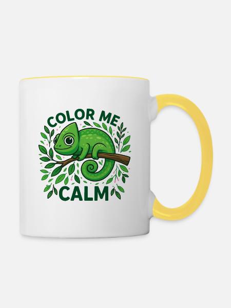 Ein ruhiges Chamäleon - Tasse zweifarbig - Weiß/Gelb
