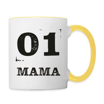 01 MAMA Distressed - Tasse zweifarbig - Weiß/Gelb - Rechts