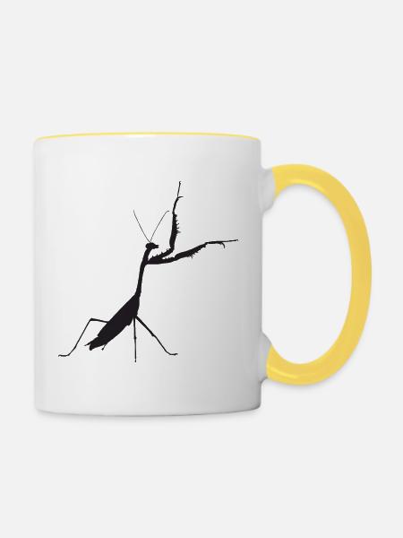 Gottesanbeterin schwarz - Tasse zweifarbig - Weiß/Gelb