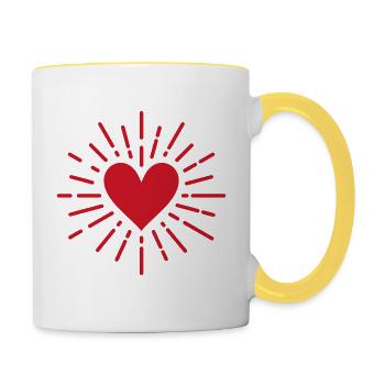 Herz - Tasse zweifarbig - Weiß/Gelb - Rechts