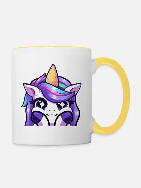 Lya-Einhorn Wow - Tasse zweifarbig - Weiß/Gelb