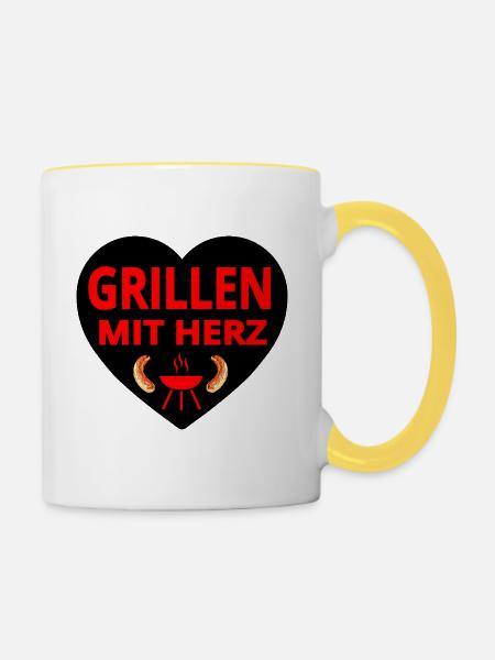 Grillen - Tasse zweifarbig - Weiß/Gelb
