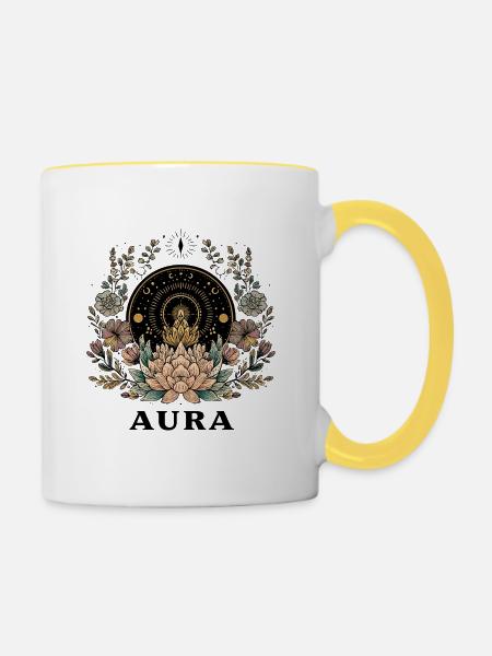 Aura Lotus Mandala - Tasse zweifarbig - Weiß/Gelb