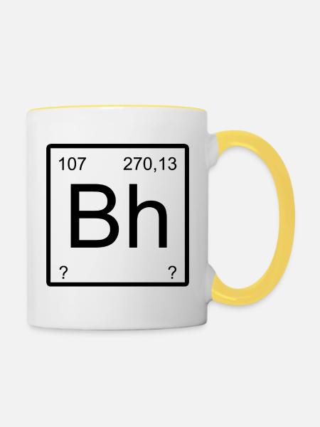 Bohrium Bh Großbuchstaben Zahlen-Grafik - Tasse zweifarbig - Weiß/Gelb