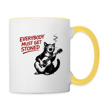 Chat Jupe Guitare Stone Chat - Mug contrasté - blanc/jaune - Droite