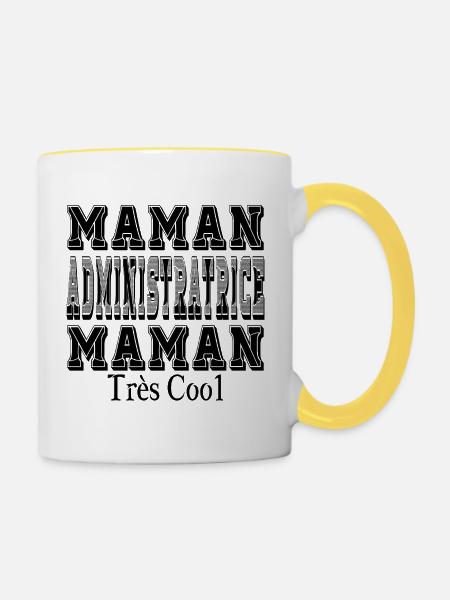 Mama Administratorin Sehr coole Mama - Tasse zweifarbig - Weiß/Gelb
