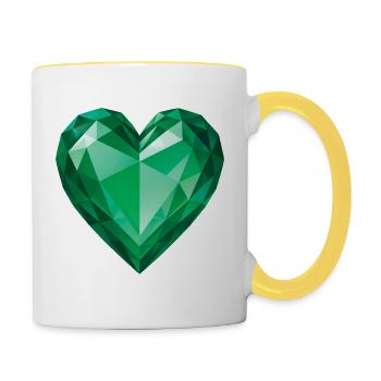 EMERALD HEART – Frieden & Liebe - Tasse zweifarbig - Weiß/Gelb - Rechts