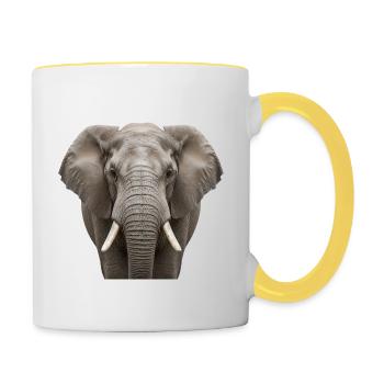 Elephant Portrait Majestic Wildlife Design - Contrasting Mug - white/yellow - Right