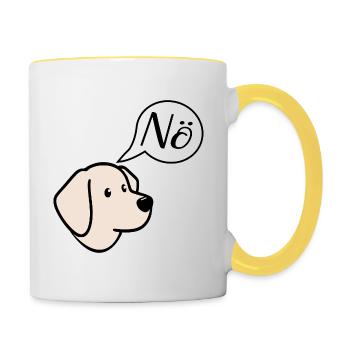 Pas de chiens - Mug contrasté - blanc/jaune - Droite