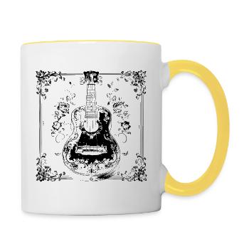 Lustige Ukulele - Tasse zweifarbig - Weiß/Gelb - Rechts