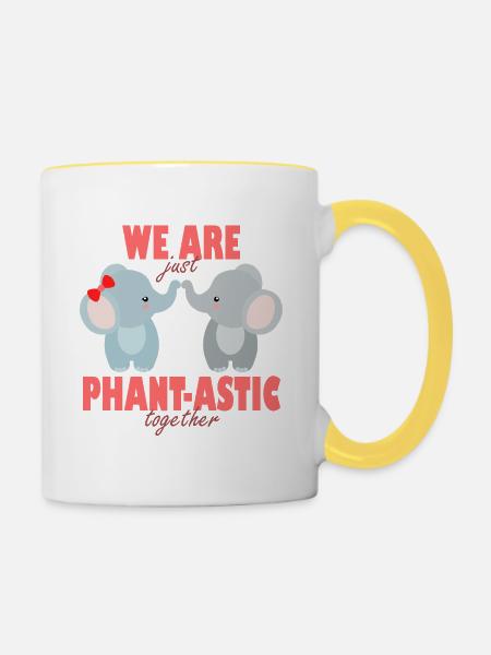 Phantastische Freunde Elefanten - Tasse zweifarbig - Weiß/Gelb