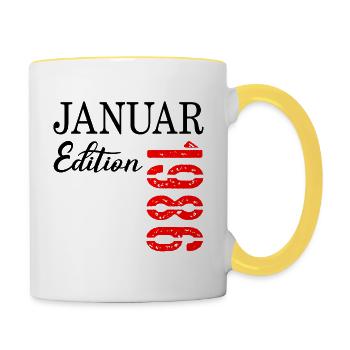 41. Geburtstag Januar 1986 - Tasse zweifarbig - Weiß/Gelb - Rechts