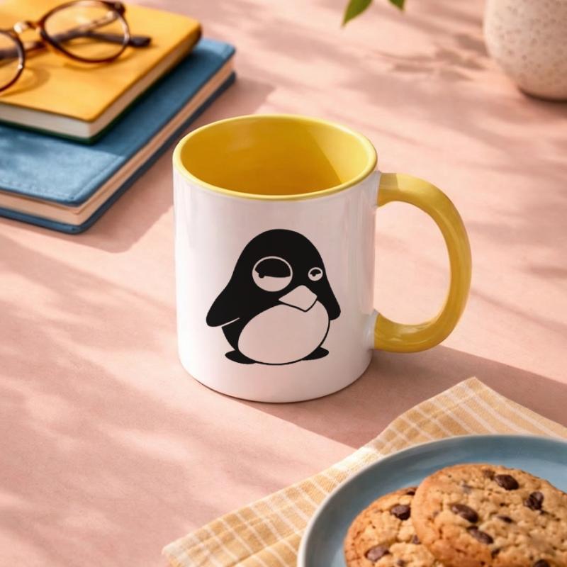 Grumpy Tux – Funny Linux Penguin for Nerds Contrasting Mug