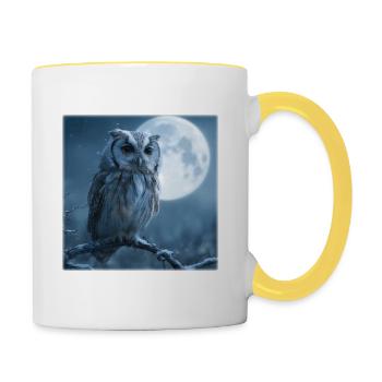 Snow Owl Full Moon Magical Winter Night - Contrasting Mug - white/yellow - Right
