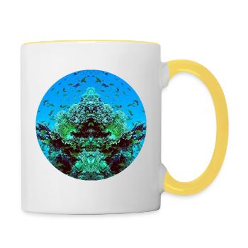 Water creatures in the red - Contrasting Mug - white/yellow - Right