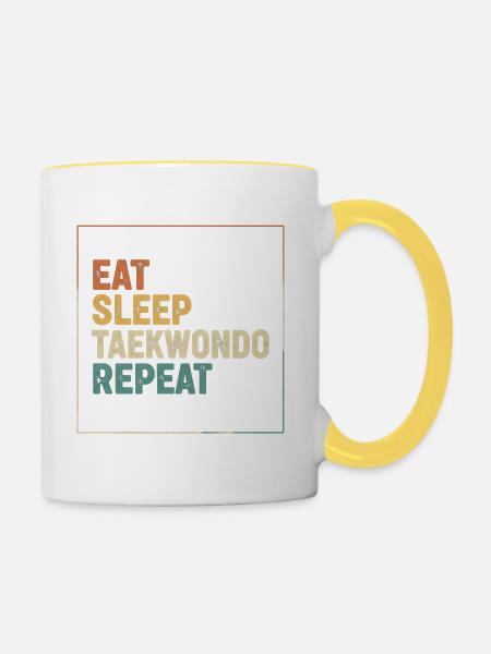 Eat Sleep Taekwondo Repeat - Tasse zweifarbig - Weiß/Gelb