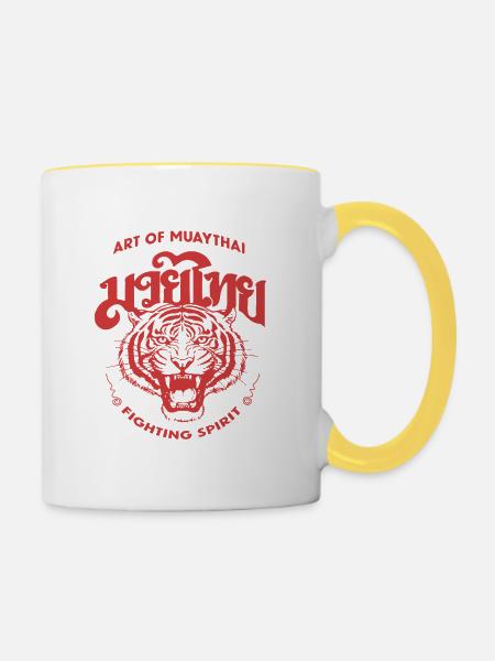 KUNST DES MUAY - Tasse zweifarbig - Weiß/Gelb
