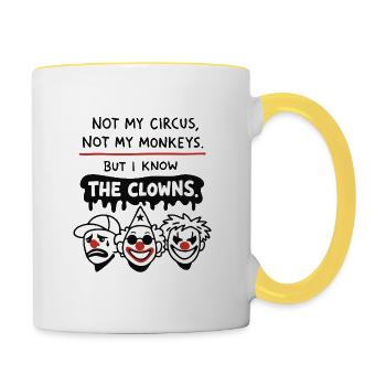 Not My Circus Not My Monkeys Statement - Tasse zweifarbig - Weiß/Gelb - Rechts