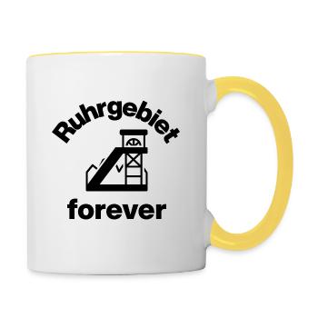 RUHRGEBIET FOREVER! GEBOREN AUF KOHLE MALOCHER - Tasse zweifarbig - Weiß/Gelb - Rechts